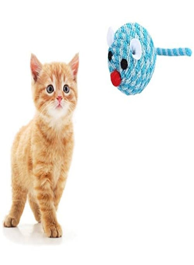 KUTKUT Adorable Plush Ball Molar Toy Mouse Head Cat Playing Props Cat Teaser Bell (Blue Color) pet Toy - Image 2